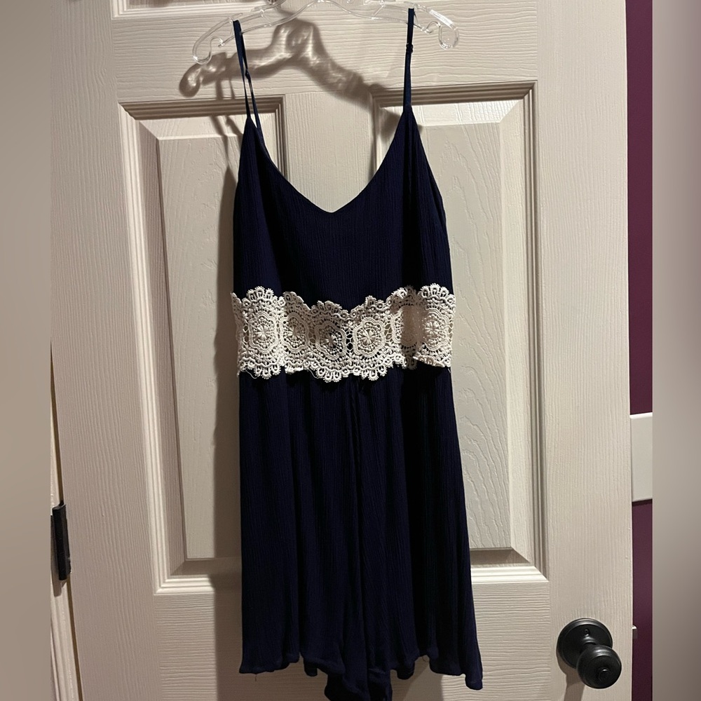 Altard State Navy Romper with lace detailing